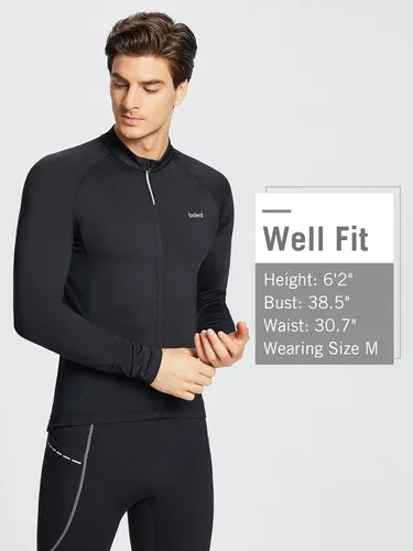 Vista 6 de BALEAF Camiseta de ciclismo de manga larga para hombre para ciclismo de carretera para bicicleta de montaña bolsillos con cremallera completa UPF50