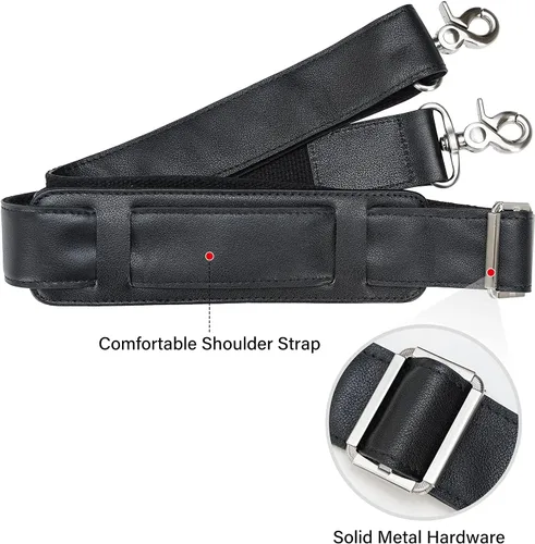 Vista 8 de Maletín para portátil de 17.3 pulgadas de cuero de grano completo sólido grueso para hombre, bolsa de mensajero clásica para viajes de negocios