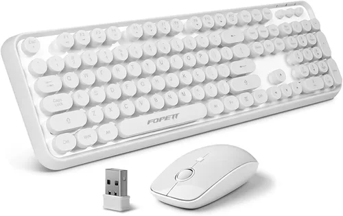 Vista 14 de Combo de teclado y mouse inalámbricos con botón de interruptor, teclado de máquina de escribir inalámbrico de 2.4 GHz, apagado automático, receptor