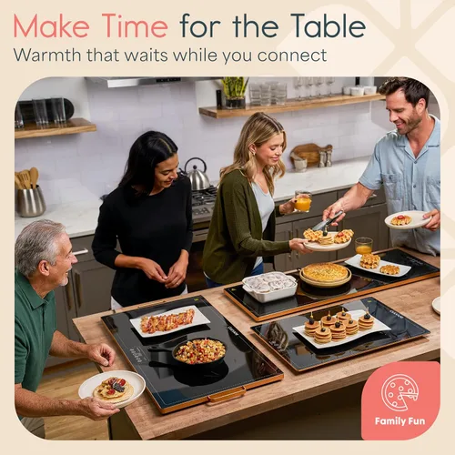 Vista 2 de ThermaPlate - Bandeja de calentamiento grande Calentador eléctrico de alimentos de vidrio de 31.5 x 17.5 pulgadas para cocina, fiestas y bufés