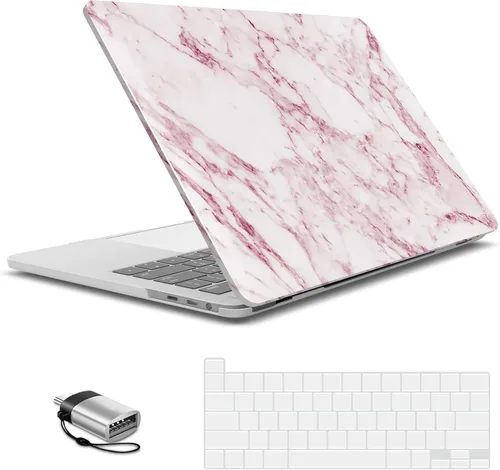 Vista 26 de IBENZER - Carcasa rígida de tacto suave para MacBook Pro de 13 pulgadas con Touch Bar y Touch ID, con funda de teclado y adaptador Type C