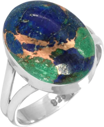 Vista 11 de Anillo hecho a mano de plata de ley 925 genuina grueso con piedras preciosas naturales ágata, cuarzo rosa, lapislázuli, ámbar ovalado, joyería
