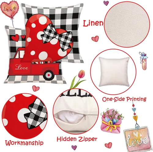 Vista 6 de Geefuun 4 fundas de almohada decorativas para el día de San Valentín, 18 x 18 pulgadas, decoración de regalo para sofá