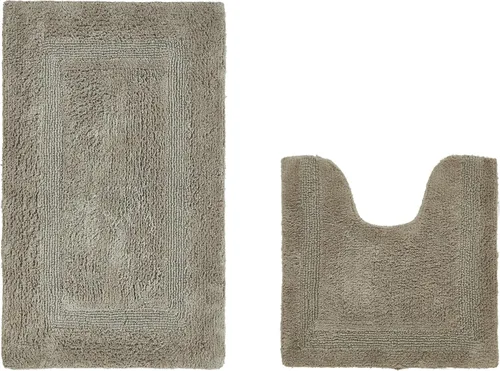 Vista 483 de Better Trends - Juego de 2 alfombras de baño 100% algodón, extra suaves, con borlas, de 17" x 24", alfombra de baño superabsorbente y reversible