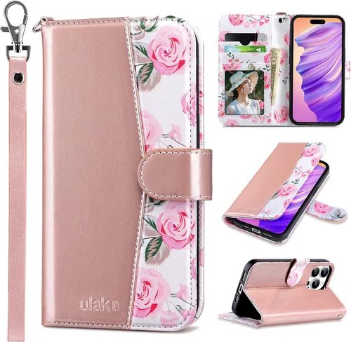 Vista 23 de ULAK Compatible con iPhone 14 Funda Cartera para Mujeres, Cubierta Plegable de Cuero PU Premium con Portador de Tarjetas, Función de Soporte Funda