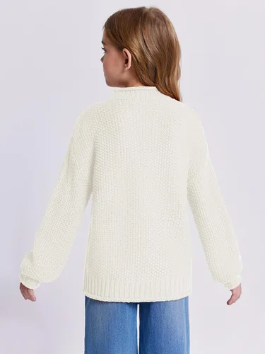 Vista 5 de Imily Bela Suéteres de cuello alto para niñas, ropa de punto de manga murciélago, suéter grueso