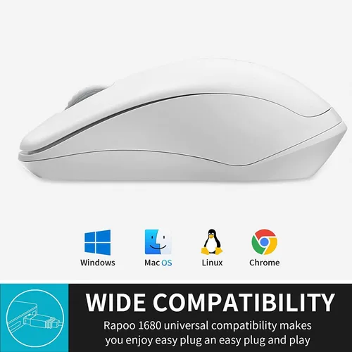 Vista 6 de Rapoo Ratón inalámbrico silencioso 1680, 2.4 GHz inalámbrico con receptor USB, 1K DPI, mouse de computadora de 3 botones con duración de batería