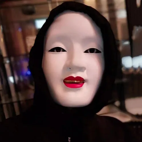 Vista 6 de Gmasking Máscara de resina Prajna japonesa Noh Cosplay para adultos, disfraz decorativo para fiesta de Halloween