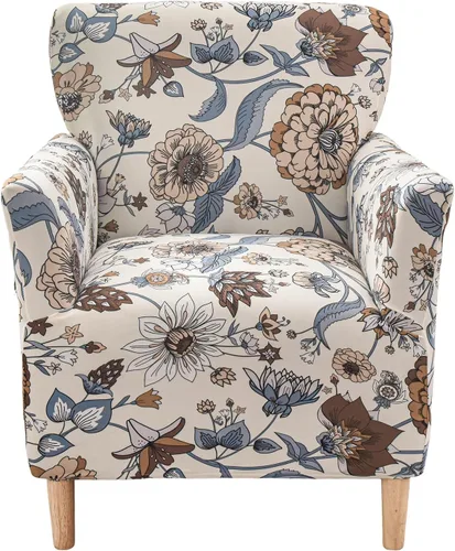Vista 53 de CRFATOP - Funda elástica para sillón de mediados de siglo moderno de 1 pieza, fundas de silla de acento de jacquard con brazos, fundas de silla