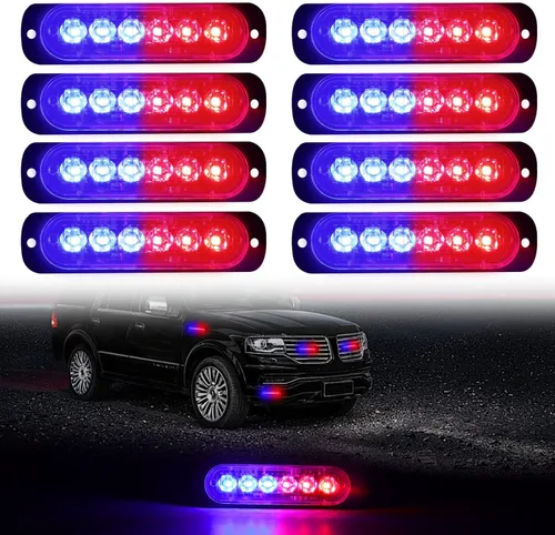 Vista 8 de DIBMS Luces LED de emergencia estroboscópicas, 8X ámbar blanco 6 LED de advertencia intermitente de emergencia luz de precaución construcción luz