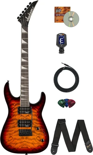 Vista 13 de Jackson JS Series Dinky JS20 DKQ 2PT Transparent Black Burst Paquete con cable, afinador, correa, púas y DVD de guitarra Austin Bazaar