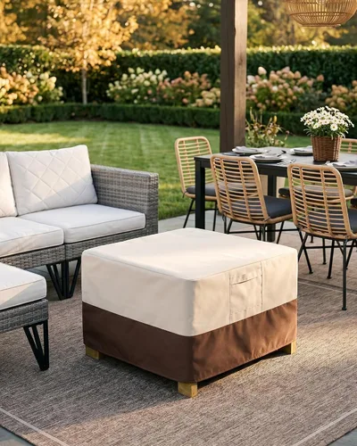Vista 7 de Vailge - Funda de taburete para patio, impermeable, resistente, con asas acolchadas; ideal como cubierta para mesa auxiliar de patio, cubierta