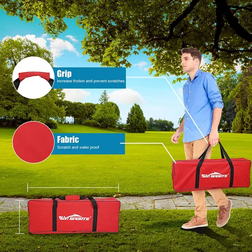 Vista 4 de WIn SPORTS Juego de lanzamiento de escalera para exteriores, juego de lanzamiento de pelota para interiores con 6 bolos pesados, funda de transporte