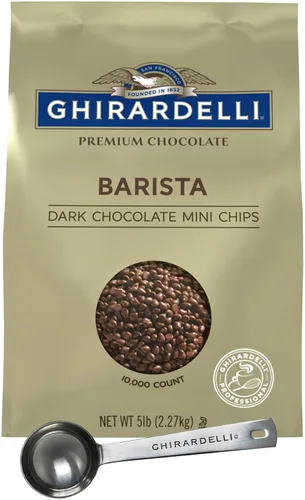 Vista 12 de Ghirardelli Pepitas de chocolate 60% cacao, bolsa de 5 libras con cuchara barista con sello Ghirardelli