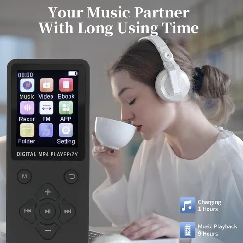 Vista 4 de Reproductor de MP3 de 64 GB, Bluetooth 5.0 reproductor de música portátil de calidad de sonido de alta fidelidad, reproductor de MP3 y MP4