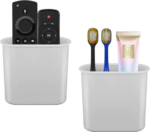 Vista 7 de 2 soportes para cepillos de dientes de montaje en pared para baño, ducha, soporte de cepillo de dientes para cepillo de dientes eléctrico, pasta