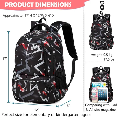 Vista 3 de BLUEFAIRY Mochilas para niños y niñas, bolsas de escuela primaria, bonitas bolsas de libros, A-gris, L, Moda