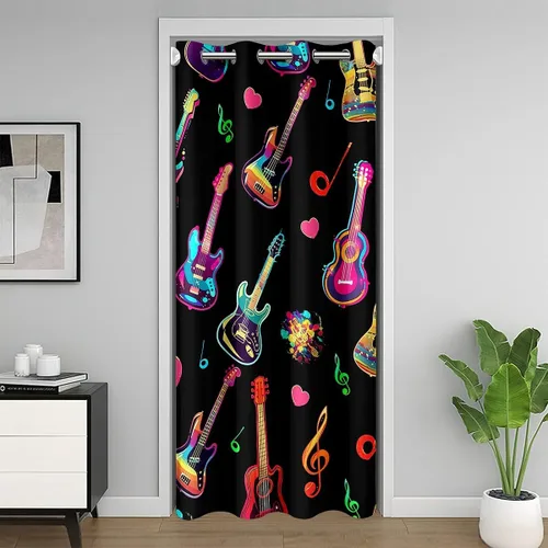Vista 33 de Castle Fairy Cowboy Boots Door Curtain for Doorways Privacy Bohemia Musical Guitar Doorway Curtain Western Rustic Cowgirl All Season Blackout