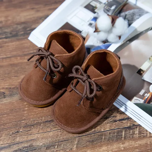 Vista 4 de Zoolar Botas de nieve unisex cálidas para bebé, piel recién nacida, con cordones en el tobillo, suela de textura de goma antideslizante, zapatos