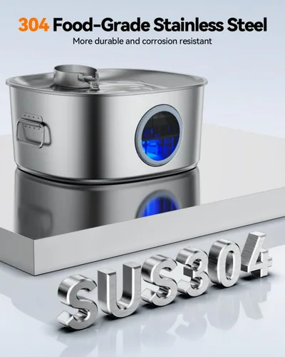 Vista 4 de Fuente de agua para perros de acero inoxidable, fuente de agua grande de 11 l/2.8 galones para perros grandes en el interior, fuente de agua