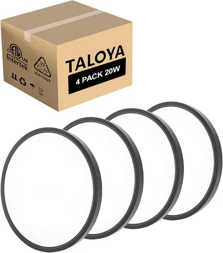 Vista 23 de TALOYA Paquete de 4 lámparas de techo LED de montaje empotrado de 10 pulgadas, 5 temperaturas de color (3000 K-6500 K), luz de panel plano redondo
