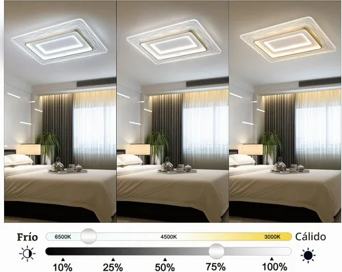 Vista 4 de Lámpara de techo empotrada moderna de 72 W LED regulable lámpara de techo rectangular con control remoto cerca de la lámpara de techo