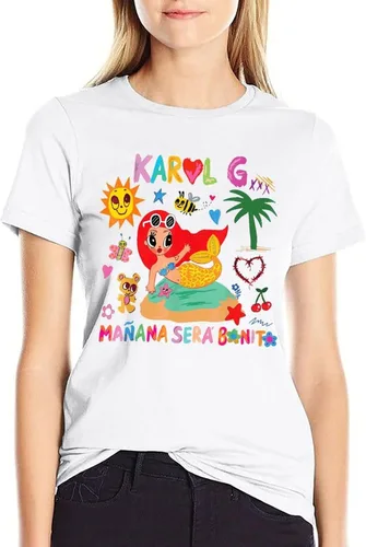 Vista 2 de Karols G Shirt Mananas seras Bonitos Camiseta para Mujer
