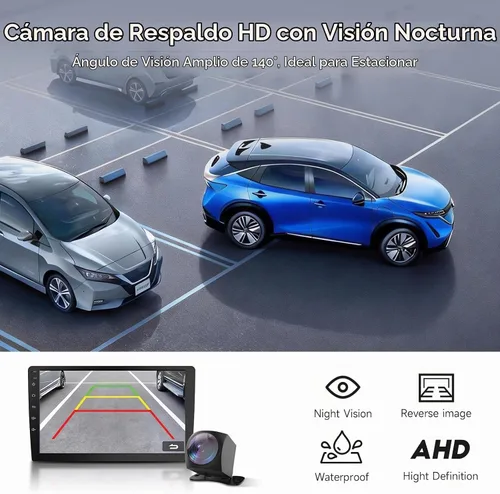 Vista 5 de Haudio Estéreo inalámbrico de coche doble DIN de 9 "con Bluetooth, radio CarPlay inalámbrica y Android Auto, cámara de respaldo, navegación
