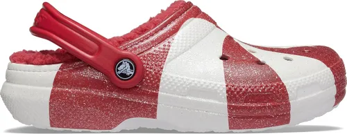 Vista 5 de Crocs Women's Classic Holiday Lined Fuzzy Clogs Blanco/Rojo