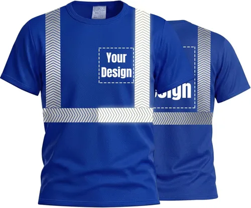 Vista 18 de Camiseta Hi Vis con tira reflectante de alta visibilidad, camisetas de seguridad personalizadas para tu logotipo, camisas de trabajo al aire libre