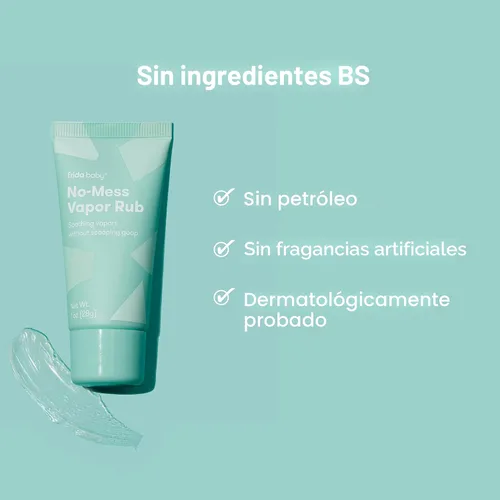 Vista 6 de Frida Baby Ungüento de Vapor Sin Desorden, Ungüento de Vapor para Bebé para Pecho, Cuello, Espalda + Pies, No Medicado, Sin Petróleo, Tubo Aplicador
