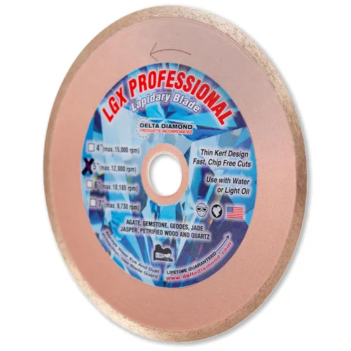 Vista 2 de LGX Cuchilla Lapidaria Profesional, 5 Pulgadas X .020" X Eje de 5/8", Borde Continuo Sinterizado Unido Premium (0.5mm)