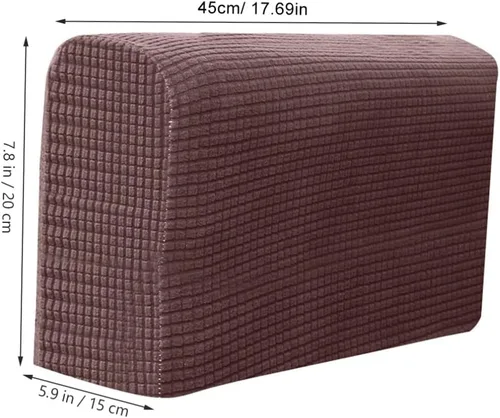 Vista 2 de Funda elástica para reposabrazos de sofá, 2 piezas, para oficina en casa y cómoda toalla de sofá, color café oscuro, material agradable a la piel