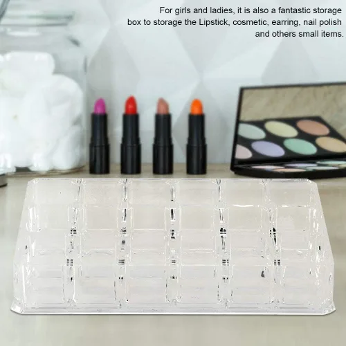Vista 3 de Acouto Organizador de lápiz labial portátil con 18 ranuras, mini gabinetes, cajón, joyería, maquillaje, cosméticos, caja de almacenamiento, soporte
