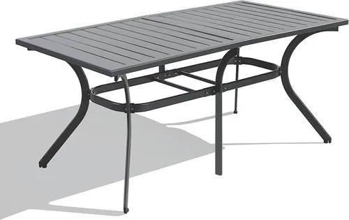 Vista 11 de PURPLE LEAF Mesa de comedor al aire libre de 121" X 37" con tablero de listones Mesa grande de aluminio rectangular para patio, mesa de comedor