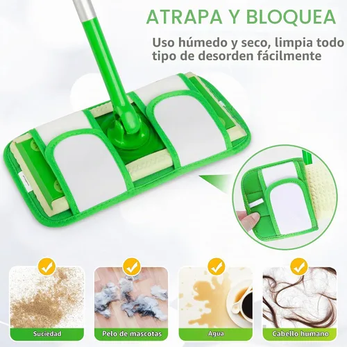 Vista 3 de Almohadillas de microfibra compatibles con trapeador Swiffer, almohadillas húmedas, almohadillas secas, almohadillas húmedas reutilizables