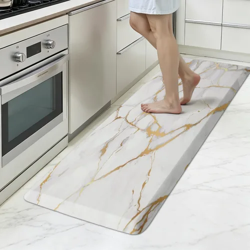 Vista 12 de MAYHMYO Tapete de cocina bohemio, antifatiga, étnico, acolchado, color naranja y azul, alfombras de cocina antideslizantes para cocina, suelo