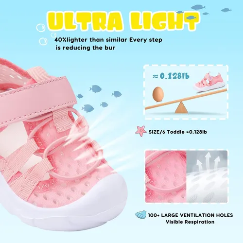 Vista 2 de JOINFREE Zapatos de agua transpirables Qucik para niños y niñas, zapatos de agua secos, sandalias deportivas de playa, ligeras, descalzas y flexibles