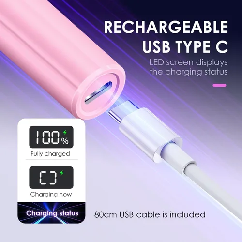Vista 7 de Mini luz UV para uñas, luz UV de mano pequeña portátil rosa para uñas de gel, lámpara de curación flash recargable inalámbrica, lámpara de gel