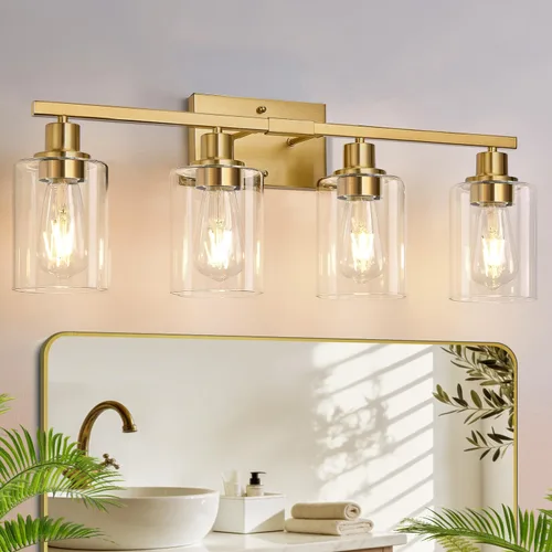 Vista 13 de MOKATNG Juego de 2 apliques de pared para baño, luces de tocador modernas negras con pantalla de vidrio blanco, lámpara de pared de baño