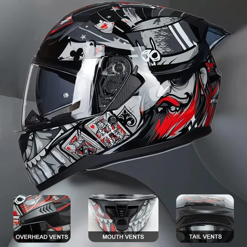 Vista 3 de Casco de motocicleta Bluetooth antivaho, doble visera, abatible, casco de moto de cara completa, aprobado por DOT, altavoz dual integrado