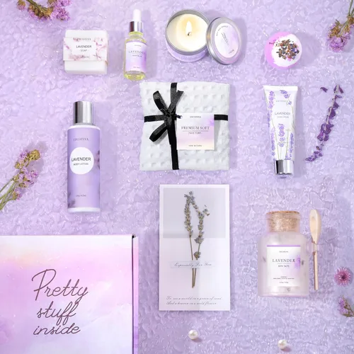 Vista 6 de Regalos para mujeres, cestas de regalo de spa para mujeres, regalos de Navidad, cumpleaños, lavanda, juegos de baño y cuerpo, regalos para el día