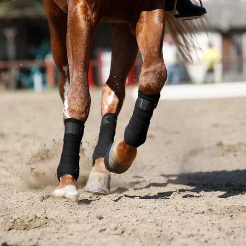 Vista 2 de Juego de 4 envolturas de polo de forro polar suave para caballo, vendaje ecuestre para piernas