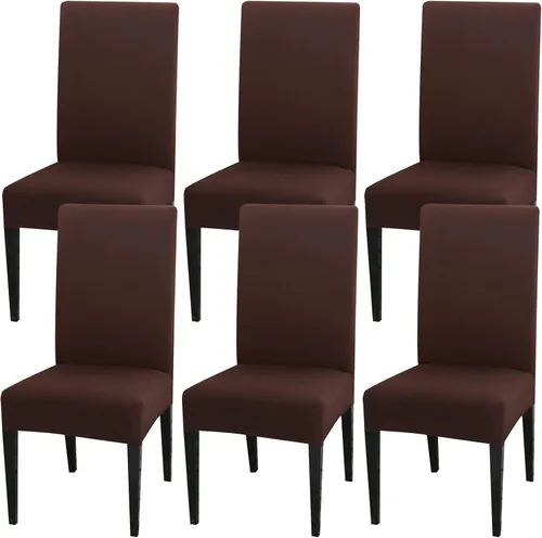 Vista 16 de Juego de 4 fundas para sillas de comedor, fundas elásticas de elastano para sillas de comedor, extraíbles y lavables, protectores desmontables