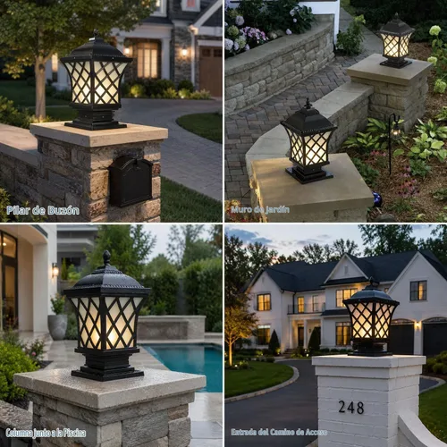 Vista 5 de Luces de columna para exteriores, lámpara de columna moderna de 18.9 ″ IP54 Luz de poste de vidrio impermeable para exteriores E26 Aluminio