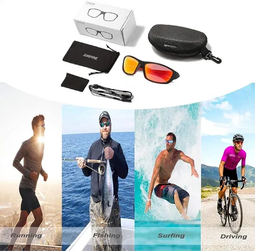 Vista 7 de JUASHINE Gafas de sol deportivas polarizadas para hombres y mujeres pesca béisbol ciclismo correr conducir golf motocicleta protección UV400