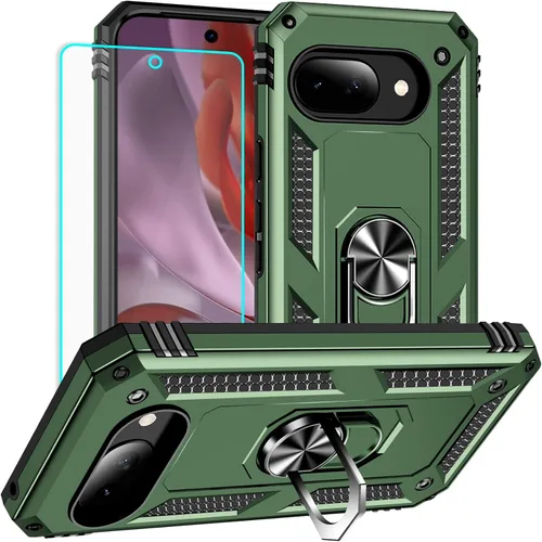 Vista 28 de Yiakeng Funda para Google Pixel 7: con protector de pantalla, fundas protectoras de grado militar con soporte de anillo de dedo para Pixel 7