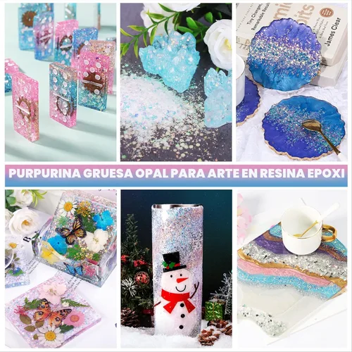Vista 2 de LET'S RESIN - Purpurina opalina gruesa para resina, 12 * 10 g de polvo de purpurina artesanal para vasos/slime, lentejuelas de purpurina iridiscente