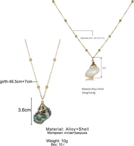 Vista 2 de 5Pcs Natural Scallop Conch Seashell Necklace Inlaid with Gold Rimmed Sea Shell Necklace Adjustable Seashell Jewelry Gifts for Women