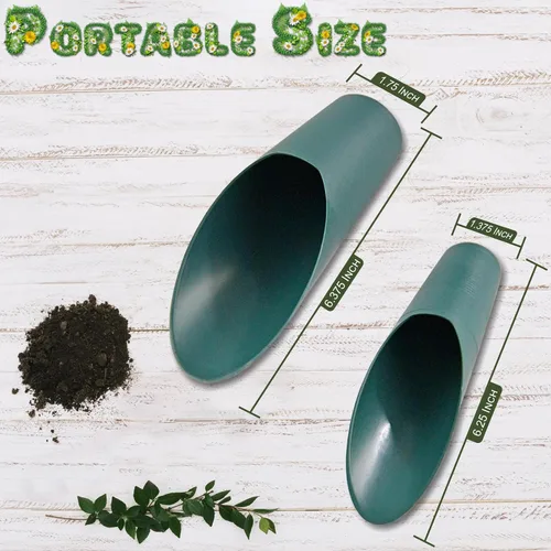 Vista 2 de Home-X Juego de 2 cucharas de tierra – Mini cucharas de mano para trasplante, deshierbe y macetas – Pequeña pala de jardín, palas para macetas